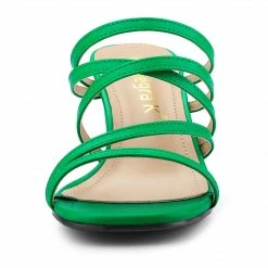 Allegra K Women's Slip-On Crisscross Strap Block Heels Sandals Shoes