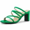 Allegra K Women's Slip-On Crisscross Strap Block Heels Sandals Shoes