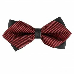 Allegra K Men's Striped Pre-tied Bow Ties Neck Adjustable Bowties Pointed Wedding Bow Tie Accessories