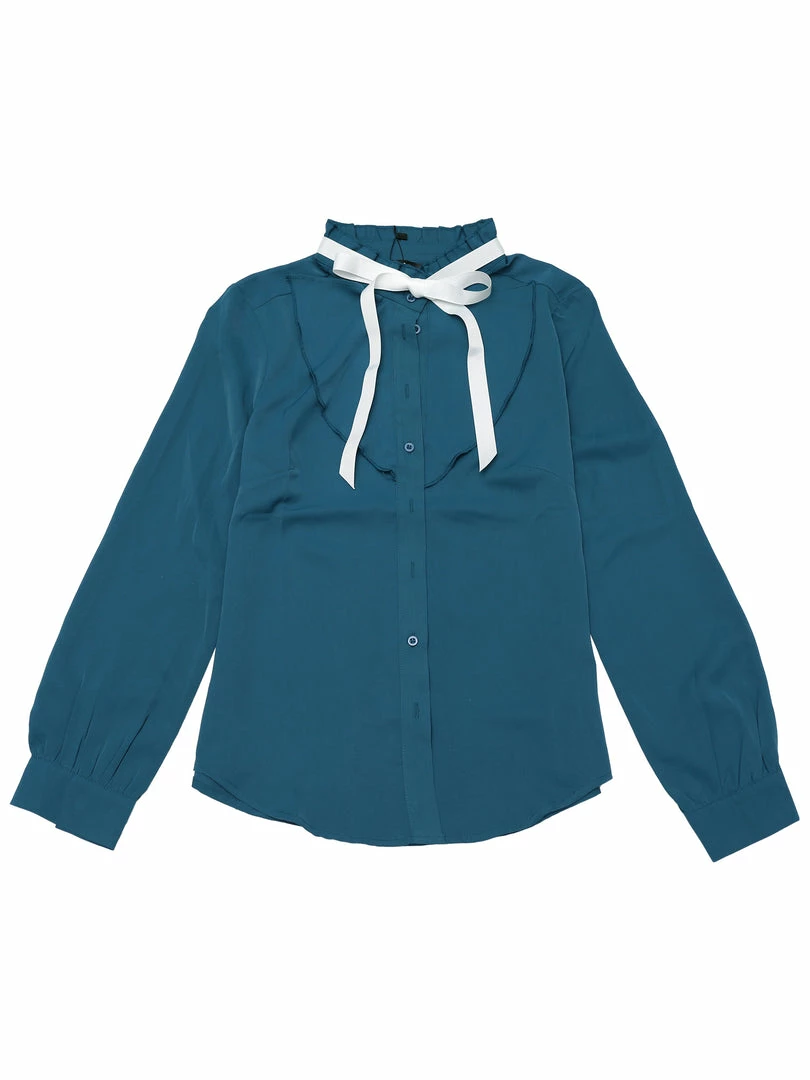 Allegra K Women's Work Office Top Blouse Ruffle Neck Long Sleeve Ribbon Button Down Shirt 3 Allegra K Women's Work Office Top Blouse Ruffle Neck Long Sleeve Ribbon Button Down Shirt