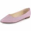 Allegra K Women's Glitter Pointed Toe Slip On Ballet Flats Shoes