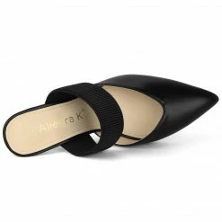 Allegra K Women's Pointed Toe Elastic Strap Stiletto Heels Mules