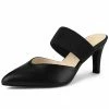 Allegra K Women's Pointed Toe Elastic Strap Stiletto Heels Mules