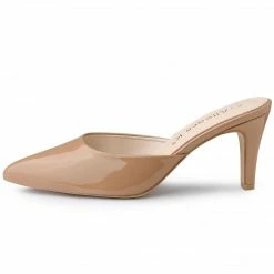 Allegra K Shoes Women's Pointed Toe Stiletto Heels Slide Mules