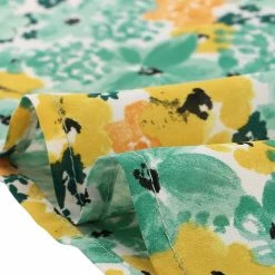 Allegra K Women's Tropical Printed V Neck Ruffled Cuff Tie Waist Dress 19 Allegra K Women's Tropical Printed V Neck Ruffled Cuff Tie Waist Dress