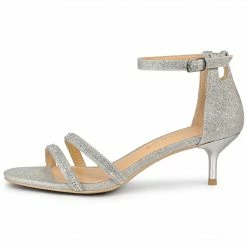 Allegra K Women's Glitter Stiletto Heels Kitten Heel Sandals Shoes