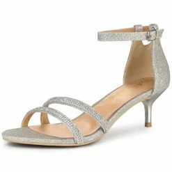Allegra K Women's Glitter Stiletto Heels Kitten Heel Sandals Shoes