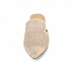 Allegra K Women's Pointed Toe Floral Embroidery Flats Mules