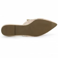 Allegra K Women's Pointed Toe Floral Embroidery Flats Mules