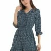 Allegra K Women’s V-Neck Casual Ruffle 3/4 Sleeve A-Line Floral Print Mini Dress