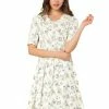 Allegra K Women's Floral Peter Pan Collar Hgih Waist A-line Flowy Chiffon Midi Dress 2 Allegra K Women's Floral Peter Pan Collar Hgih Waist A-line Flowy Chiffon Midi Dress