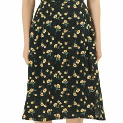 Allegra K Women's Floral Chiffon Slit Skirts Spring Summer Midi Skirt