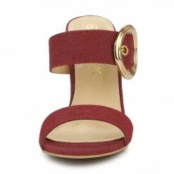 Allegra K Shoes Women's Buckle Stiletto Heels Slide Sandals