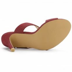 Allegra K Shoes Women's Buckle Stiletto Heels Slide Sandals