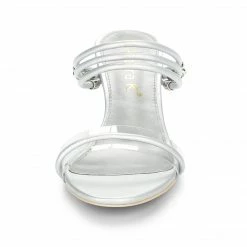 Allegra K Shoes Women's Clear Glass Heel Slide Wedge Heel Wedge Sandals