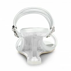 Allegra K Shoes Women's Clear Glass Heel Slide Wedge Heel Wedge Sandals