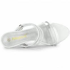 Allegra K Shoes Women's Clear Glass Heel Slide Wedge Heel Wedge Sandals