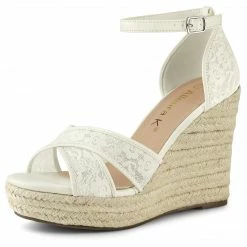 Allegra K Women's Ankle Strap Espadrille Wedge Heel Wedge Sandals
