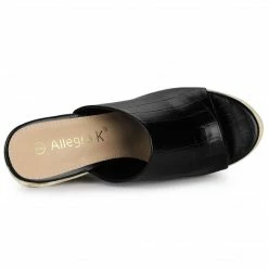 Allegra K Shoes Women's Open Toe Slip-On Platform Wedge Heel Wedge Sandals 26 Allegra K Shoes Women's Open Toe Slip-On Platform Wedge Heel Wedge Sandals