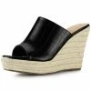 Allegra K Shoes Women's Open Toe Slip-On Platform Wedge Heel Wedge Sandals