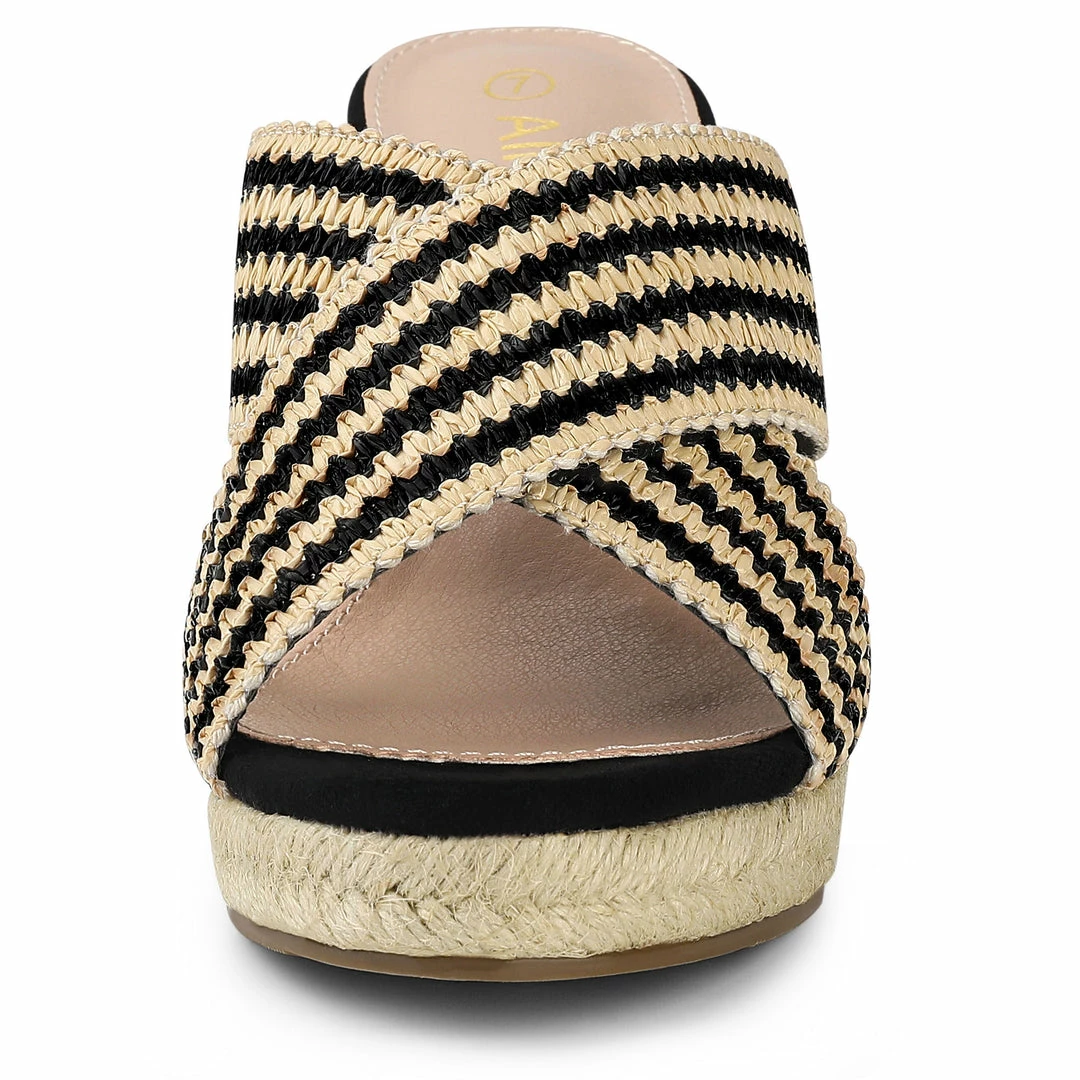 Allegra K Women's Crisscross Strap Platform Slide Wedge Sandals Shoes 4 Allegra K Women's Crisscross Strap Platform Slide Wedge Sandals Shoes