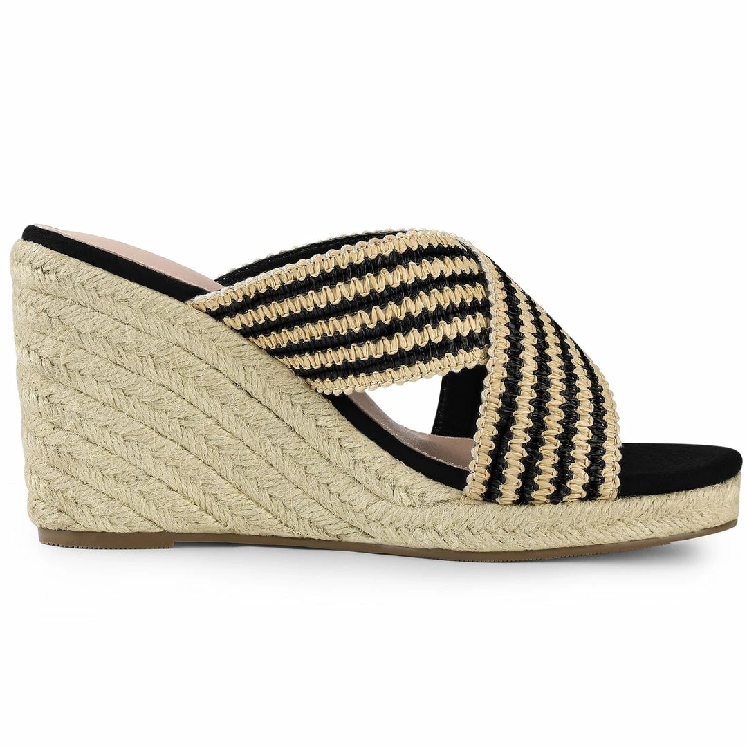 Allegra K Women's Crisscross Strap Platform Slide Wedge Sandals Shoes 8 Allegra K Women's Crisscross Strap Platform Slide Wedge Sandals Shoes