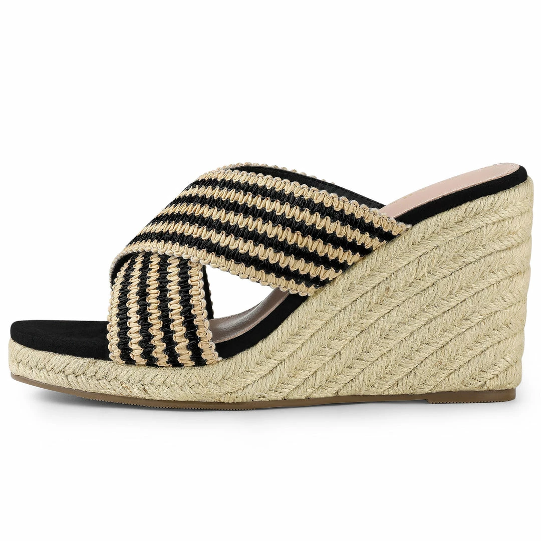 Allegra K Women's Crisscross Strap Platform Slide Wedge Sandals Shoes 9 Allegra K Women's Crisscross Strap Platform Slide Wedge Sandals Shoes