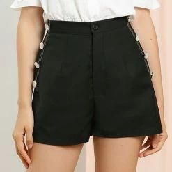 Allegra K Women's Button Decor Front High Waisted Pocket Casual Mini Shorts