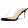 Allegra K Women's Slip-On Clear Strap Stiletto Heels Sandals Shoes
