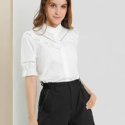 Allegra K Women's Cotton Belted Bow Tie Contrast Stitch Casual Work Shorts 17 Allegra K Women's Cotton Belted Bow Tie Contrast Stitch Casual Work Shorts