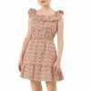 Allegra K Women's Square Neck Cotton Dress Ruffle Fruits Print Summer Sleeveless Dress
