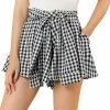 Allegra K Women's Tie Waist Casual Wide Leg Loose Fit Summer Plaid Mini Shorts
