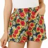 Allegra K Women's Sunflowers Short Pants Elastic Waist Vacation Boho Floral Mini Shorts
