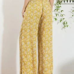 Allegra K Women's Boho High Split Elastic Waist Tassel Drawstring Printed Wide Leg Pants 18 Allegra K Women's Boho High Split Elastic Waist Tassel Drawstring Printed Wide Leg Pants