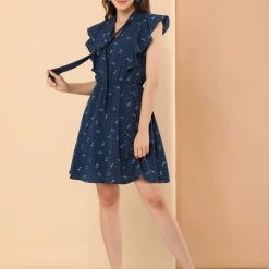 Allegra K Women's Ruffle Sleeve Polka Dots Dresses Tie Neck Summer A Line Dress 16 Allegra K Women's Ruffle Sleeve Polka Dots Dresses Tie Neck Summer A Line Dress