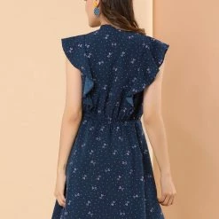 Allegra K Women's Ruffle Sleeve Polka Dots Dresses Tie Neck Summer A Line Dress 18 Allegra K Women's Ruffle Sleeve Polka Dots Dresses Tie Neck Summer A Line Dress