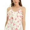 Allegra K Women's Spaghetti Strap Sweet Ruffle Floral Cami Top