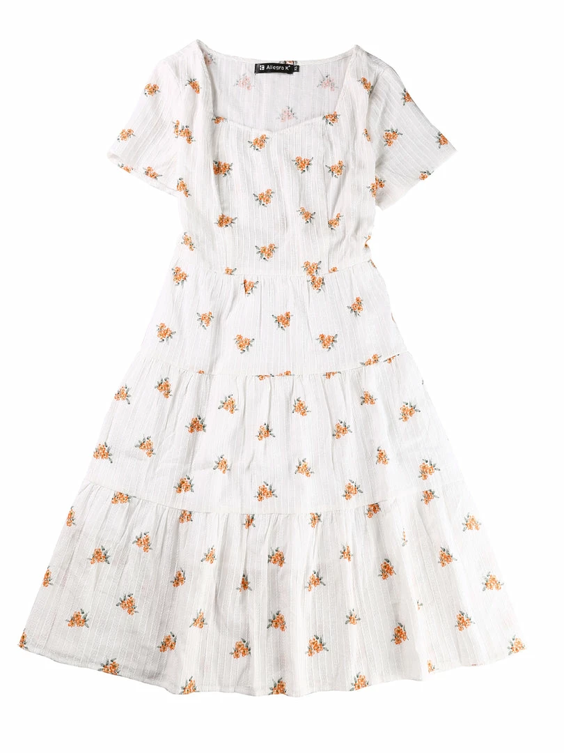 Allegra K Women's Square Neck Peasant Midi Fit And Flare A-Line Floral Print Dress 3 Allegra K Women's Square Neck Peasant Midi Fit And Flare A-Line Floral Print Dress