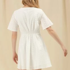 Allegra K Women's Peasant V Neck Vintage Bell Sleeve Mini A-line Flowy Dress