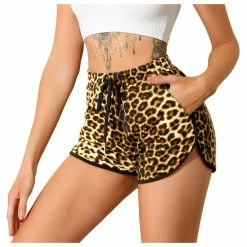 Allegra K Women's Beach Shorts Leopard Summer Casual Short Pants