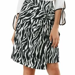 Allegra K Women's Zebra Printed High Waist Asymmetrical A-Line Twist Skirt