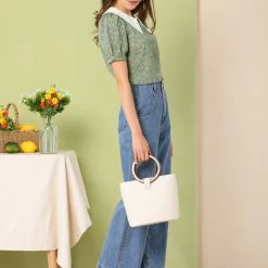 Allegra K Women's Turndown Collar Bubble Sleeves Button Up Floral Top Blouse 17 Allegra K Women's Turndown Collar Bubble Sleeves Button Up Floral Top Blouse