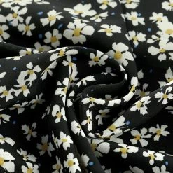 Allegra K Women's Floral Crop V Neck Button Down Elastic Cuff Tie Front Top Shirt