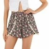 Allegra K Women's Casual Elastic Waist Tassel Summer Beach Floral Shorts