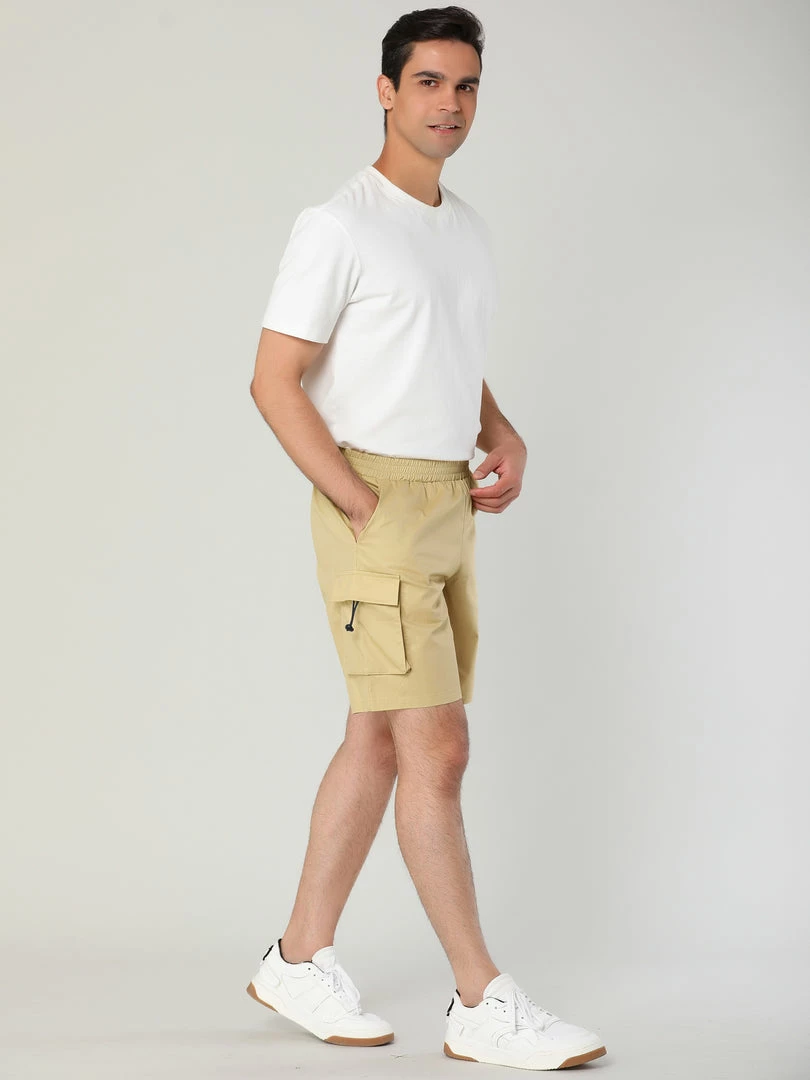 Allegra K Men's Short Pants Summer Cotton Elastic Waist Classic Fit Cargo Shorts 5 Allegra K Men's Short Pants Summer Cotton Elastic Waist Classic Fit Cargo Shorts
