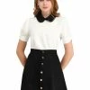 Allegra K Women's Peter Pan Collar Contrast Puff Short Sleeve Casual Blouse Top 1 Allegra K Women's Peter Pan Collar Contrast Puff Short Sleeve Casual Blouse Top