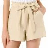 Allegra K Women's High Waist Bow Tie Ruffled Retro Cargo Shorts