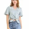 Allegra K Women's Flutter Sleeve Lace Trim Peter Pan Collar Floral Cropped Tops 1 Allegra K Women's Flutter Sleeve Lace Trim Peter Pan Collar Floral Cropped Tops