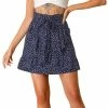 Allegra K Women's Bow Tie Elastic Waist Ruffle Hem Flare Short Polka Dots Skirts
