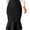 Allegra K Women's Pencil Skirt Lace Ruffle Mermaid Work Office High Waist Skirts